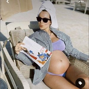 Hunza G Gigi Lilac Crinkle Swimsuit Bikini One Size OS NWT